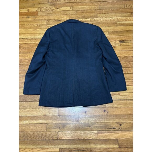 Club Room Mens Blazer Jacket 42L Navy Blue Poly Viscose Herringbone Sport Coat - Picture 6 of 6
